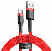 Кабель Baseus Cafule, USB - Type-C, 2А, 2м. - красный, черный 