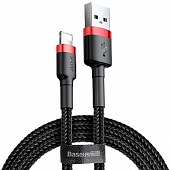 Кабель Baseus Cafule, USB - Lightning, 2.4А, 1м.  CALKLF-B19 - black, red 